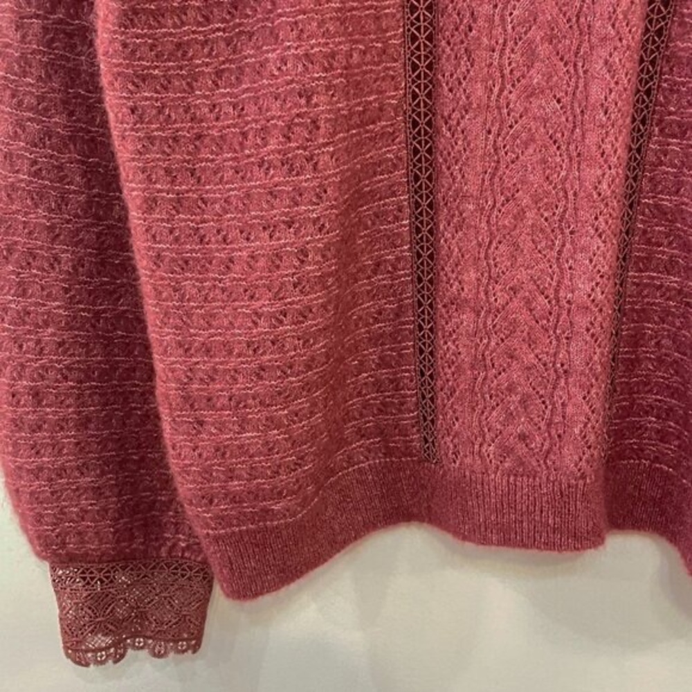 EUC Sézane Cheryl Mohair Wool Lace Trim Sweater Rosewood Large - Picture 4 of 6